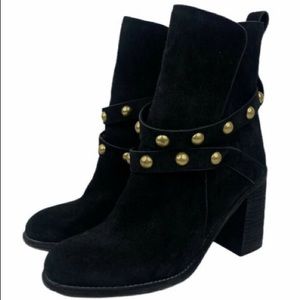 SEE BY CHLOE NEO JANIS BLACK SUEDE STUDDED BOOTIES BOOTS SZ 9 / 39